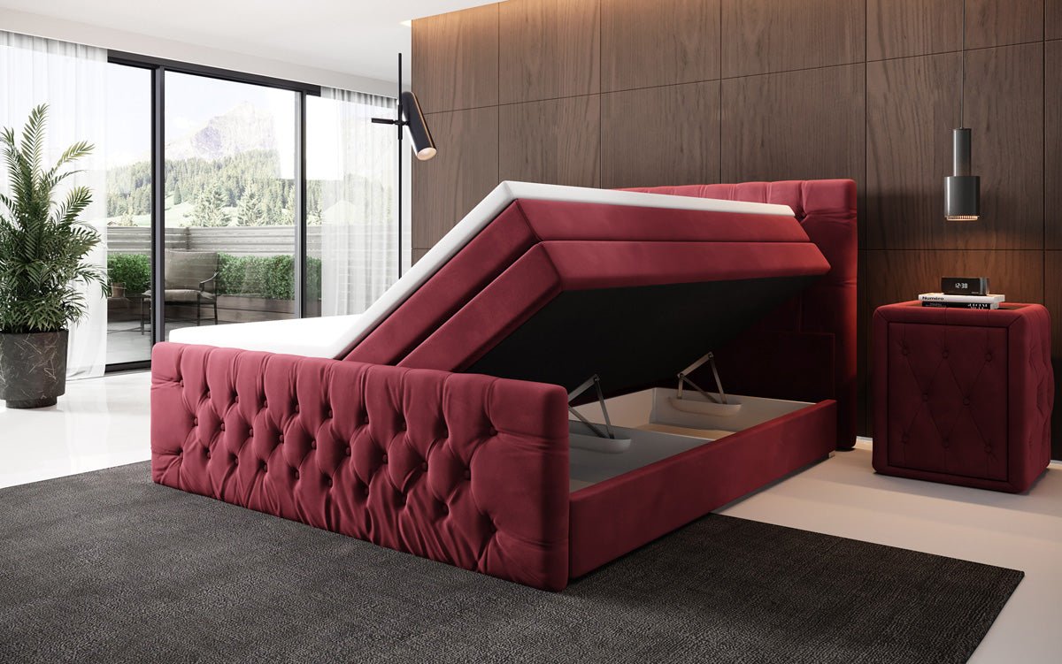 Box spring bed Velutto with storage - Chesterfield style