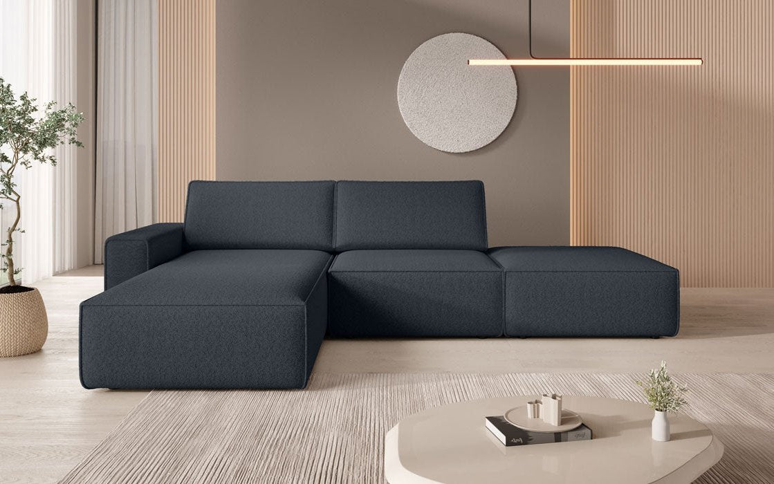 Modular corner sofa Yuma with bouclé side stool
