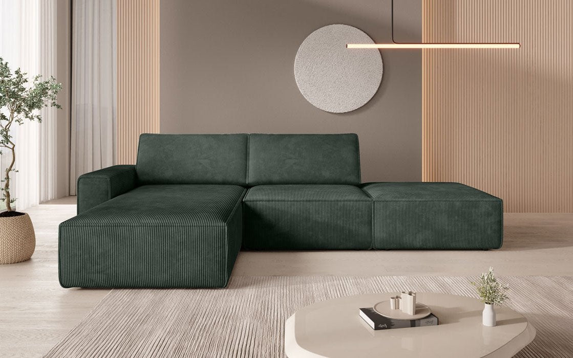 Modular corner sofa Yuma with corduroy side stool