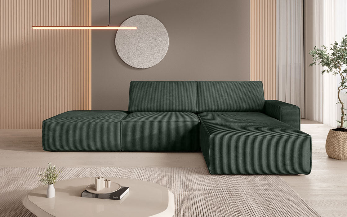 Modular corner sofa Yuma with corduroy side stool