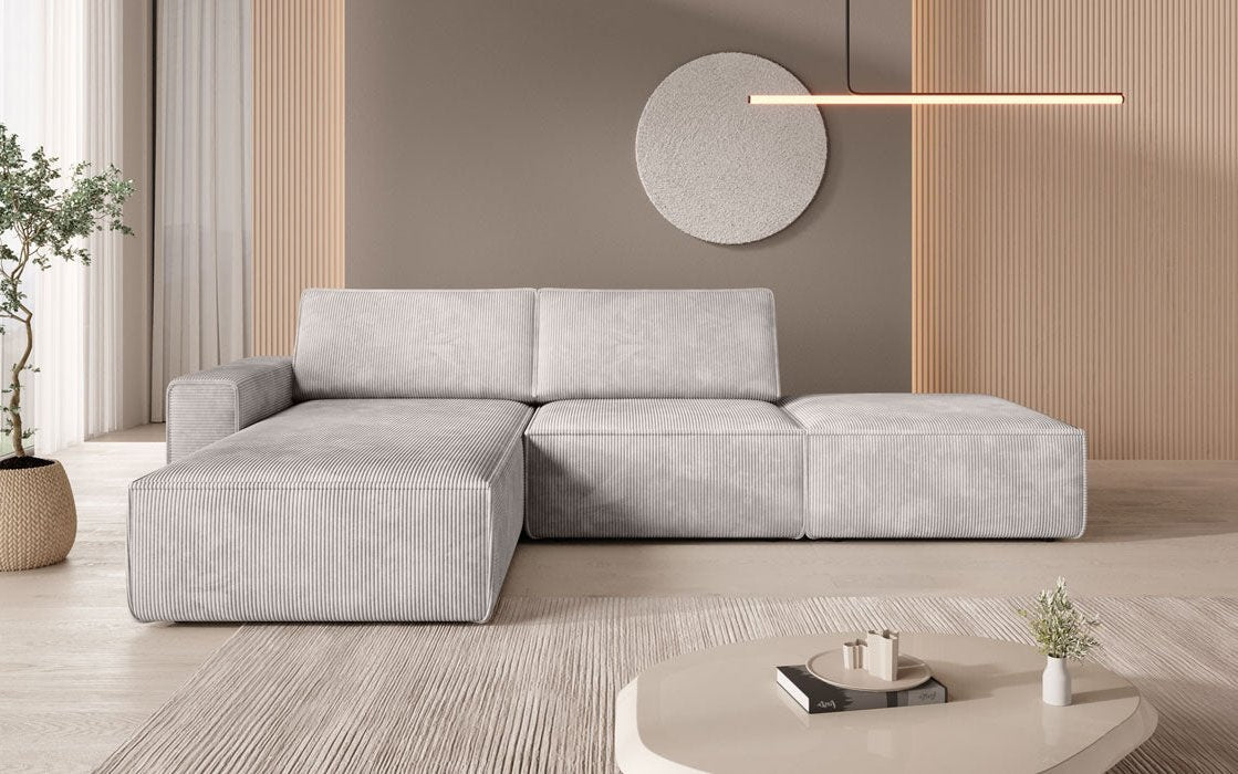 Modular corner sofa Yuma with corduroy side stool