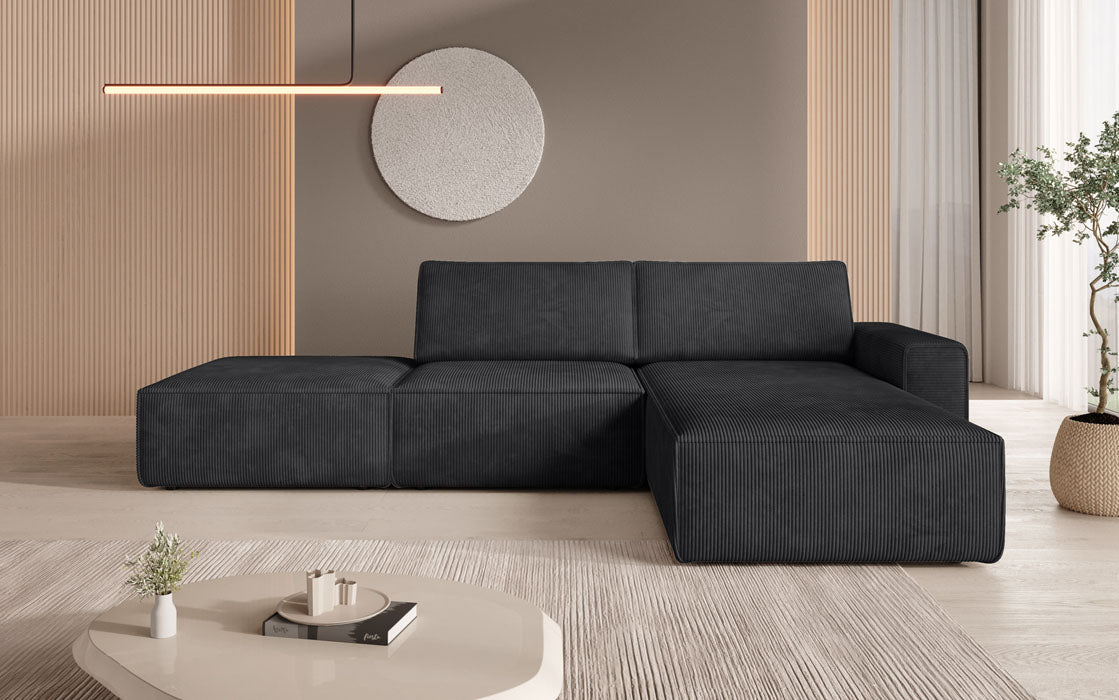 Modular corner sofa Yuma with corduroy side stool