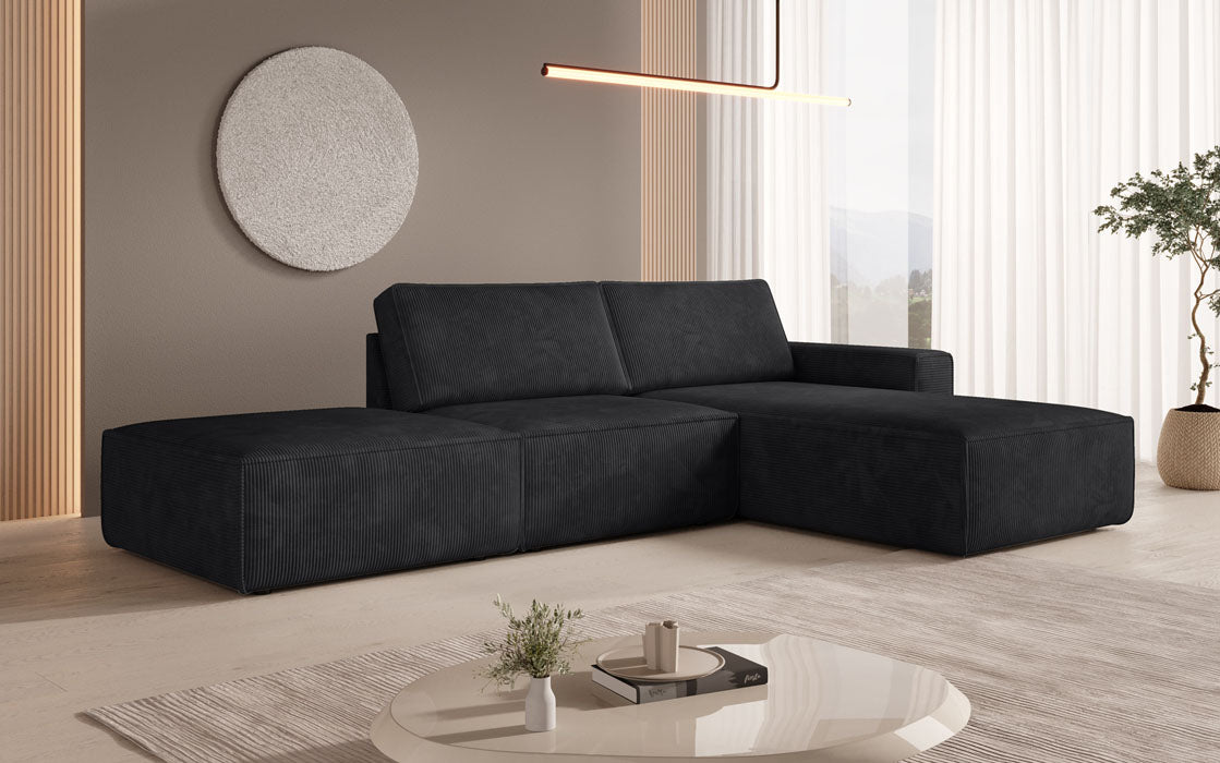Modular corner sofa Yuma with corduroy side stool