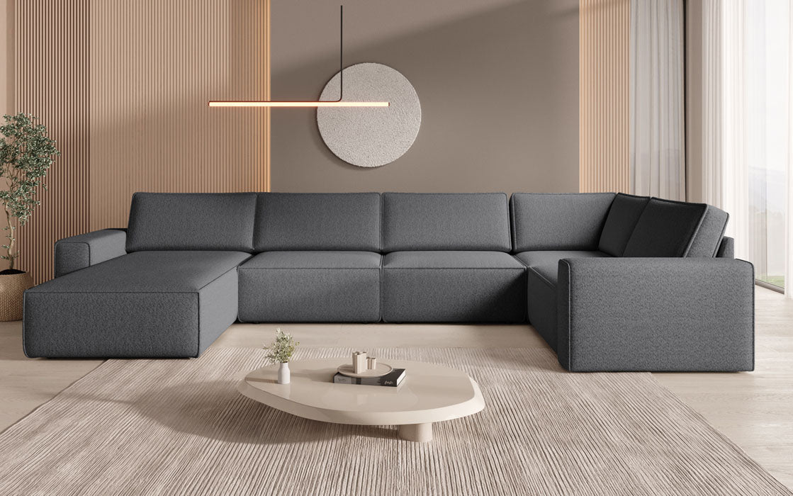 Modular Sofa Landscape U Yuma in Bouclé