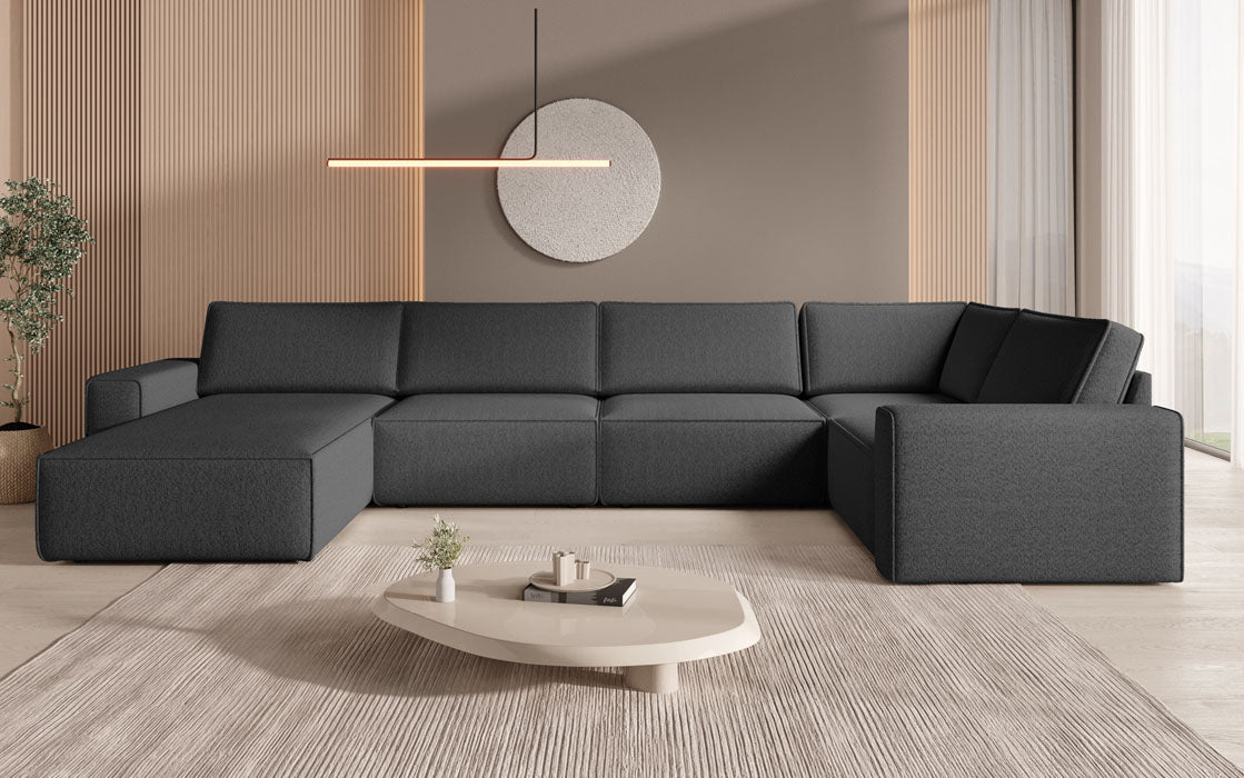 Modular Sofa Landscape U Yuma in Bouclé