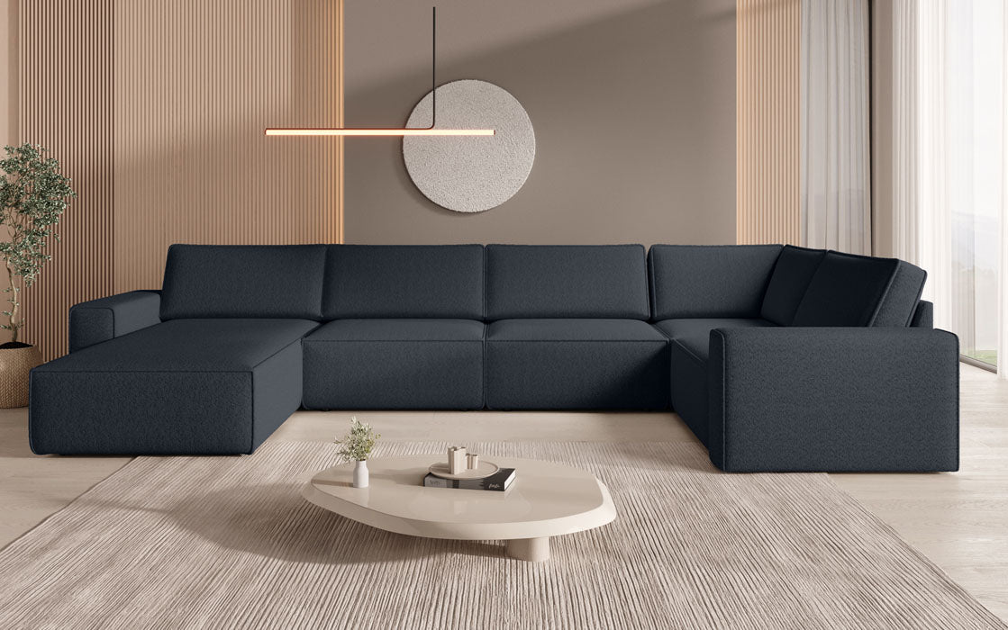 Modular Sofa Landscape U Yuma in Bouclé