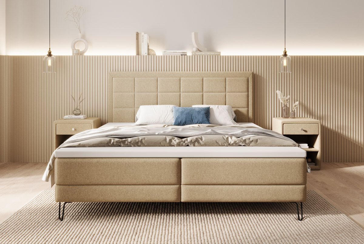 Mariella box spring bed with fabric legs