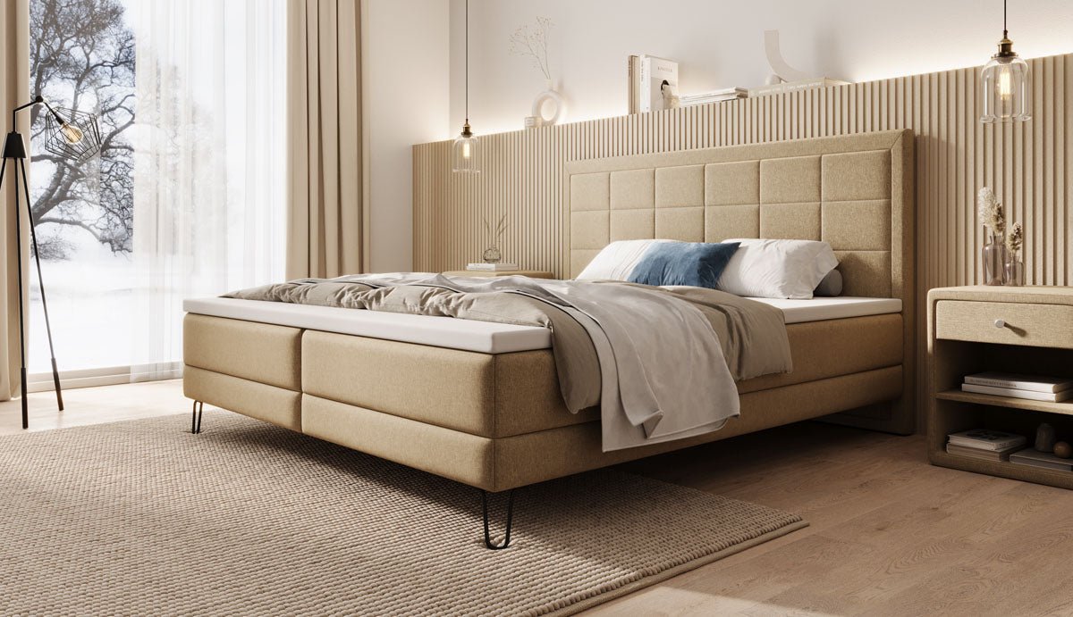 Mariella box spring bed with fabric legs