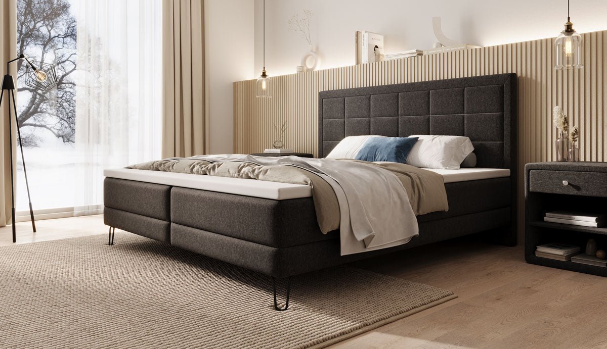 Mariella box spring bed with fabric legs