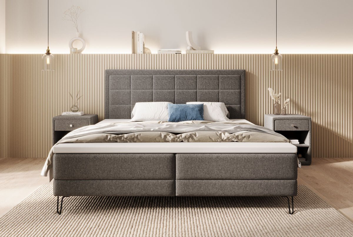 Mariella box spring bed with fabric legs