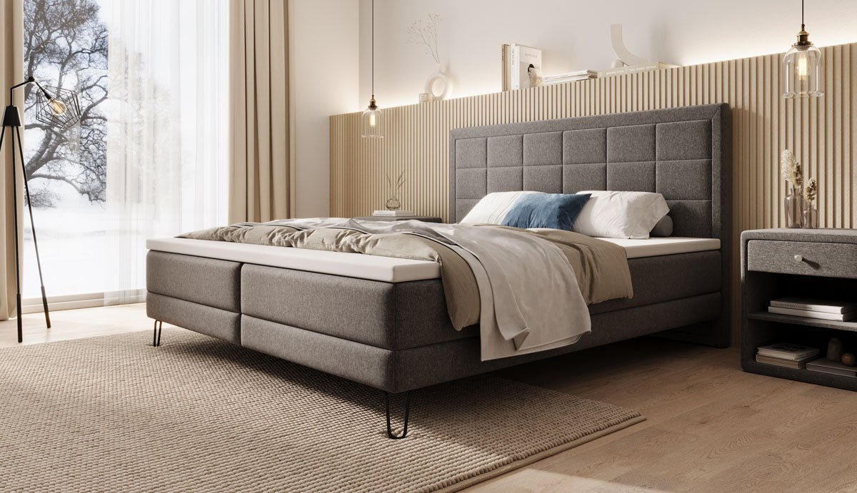 Mariella box spring bed with fabric legs