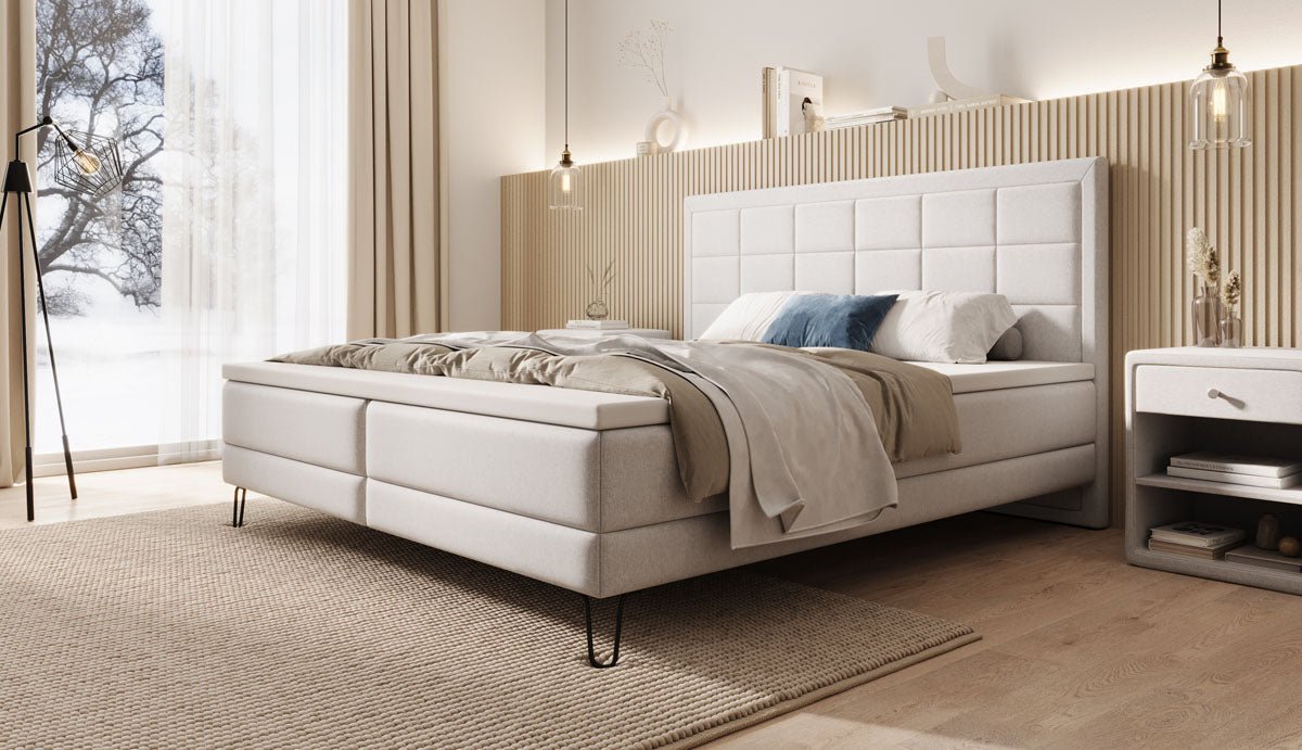 Mariella box spring bed with fabric legs