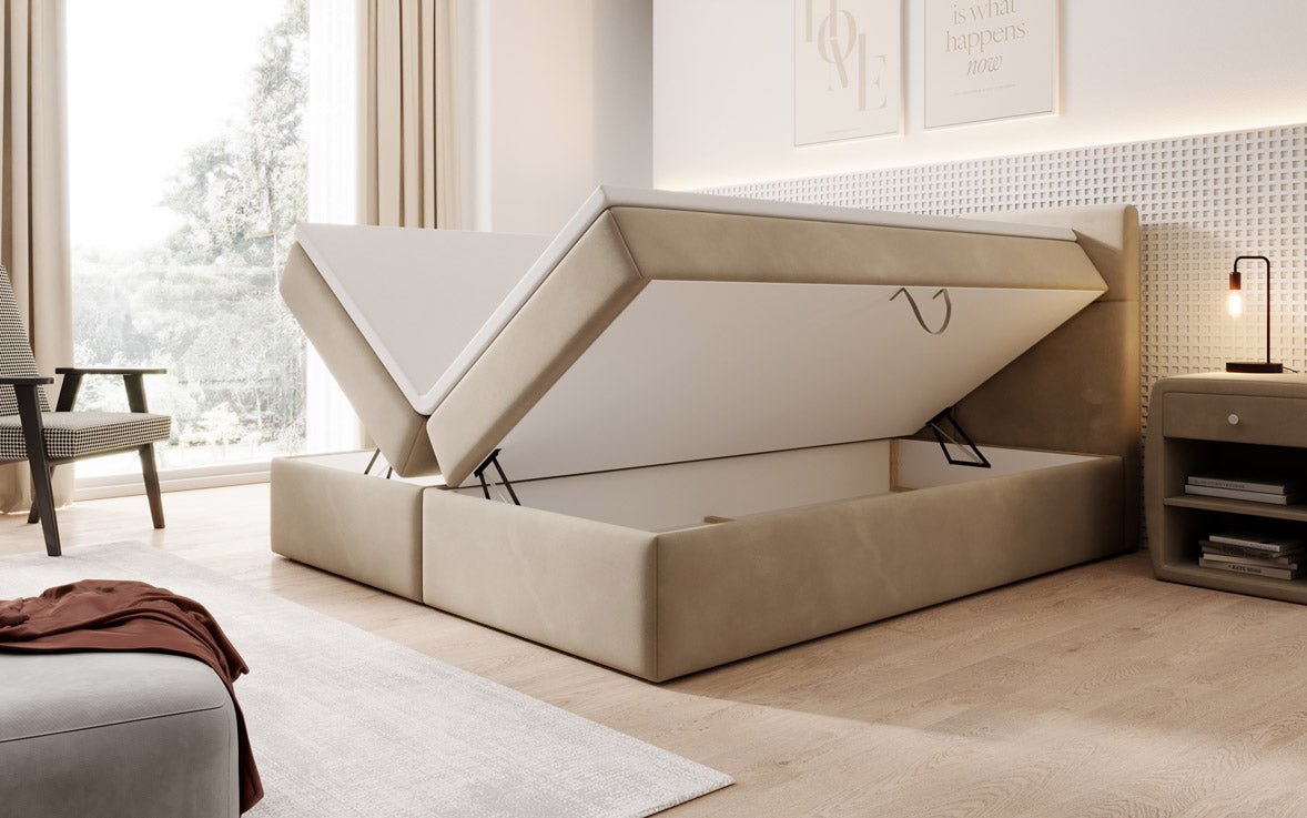 Eleonora Velvet Box Spring Bed with Storage