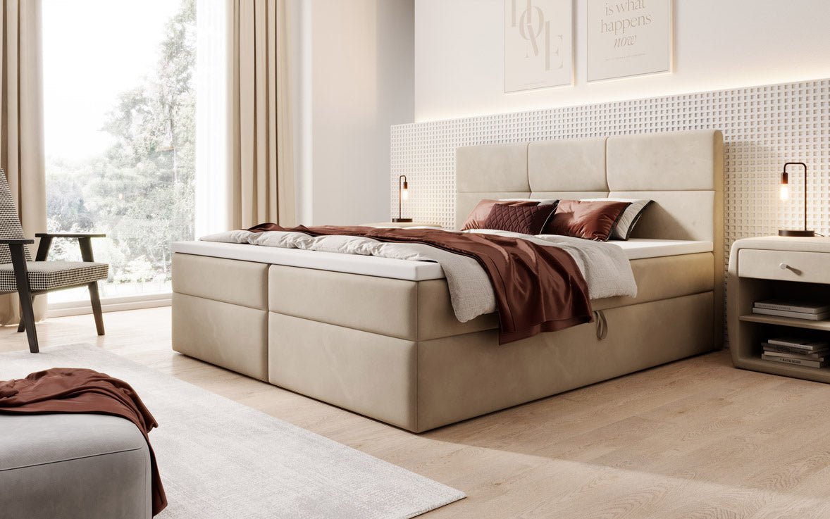 Eleonora Velvet Box Spring Bed with Storage