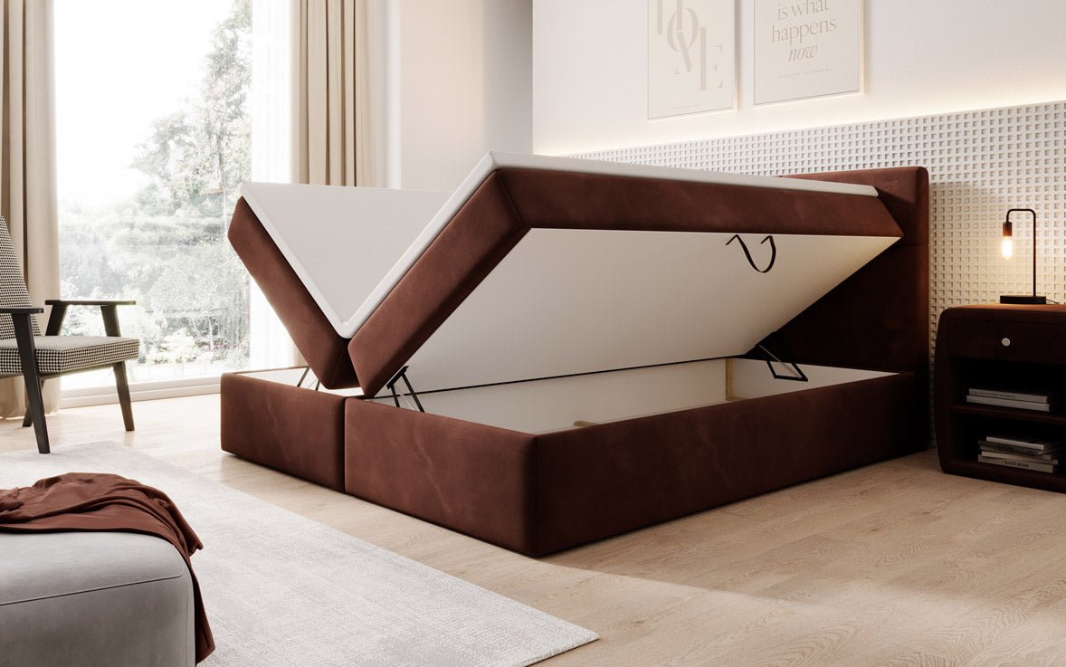 Eleonora Velvet Box Spring Bed with Storage
