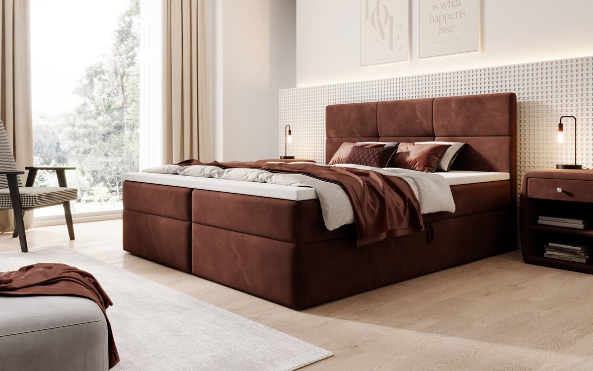 Eleonora Velvet Box Spring Bed with Storage
