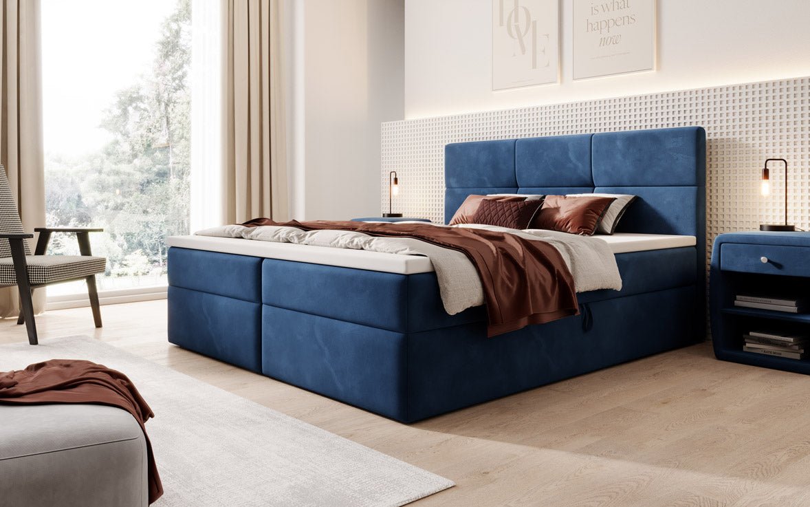Eleonora Velvet Box Spring Bed with Storage