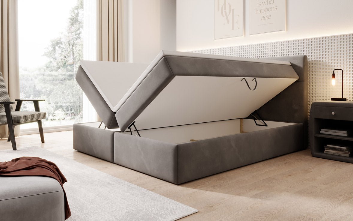 Eleonora Velvet Box Spring Bed with Storage