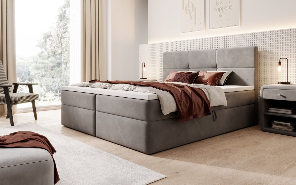 Eleonora Velvet Box Spring Bed with Storage