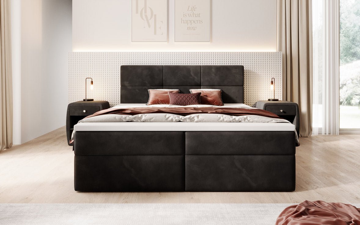 Eleonora Velvet Box Spring Bed with Storage