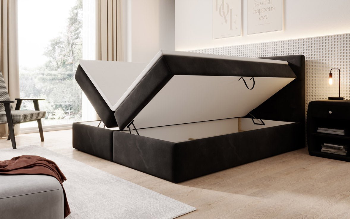 Eleonora Velvet Box Spring Bed with Storage