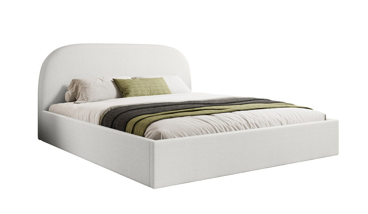 Designer Upholstered Bed Lorelei in Bouclé with Storage