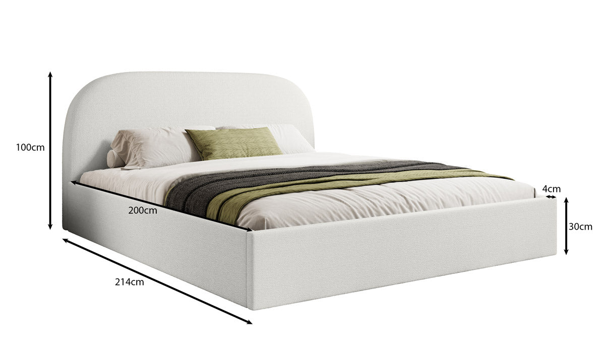 Designer Upholstered Bed Lorelei in Bouclé with Storage