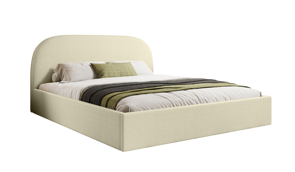Designer Upholstered Bed Lorelei in Bouclé with Storage