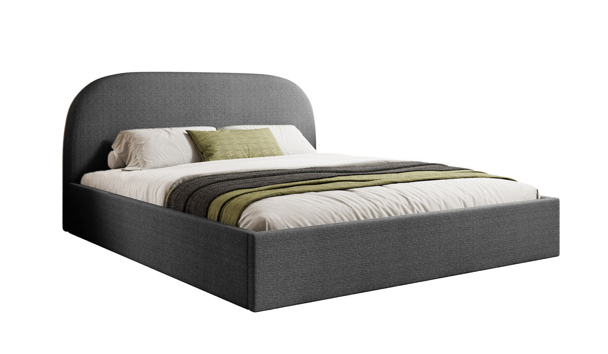 Designer Upholstered Bed Lorelei in Bouclé with Storage