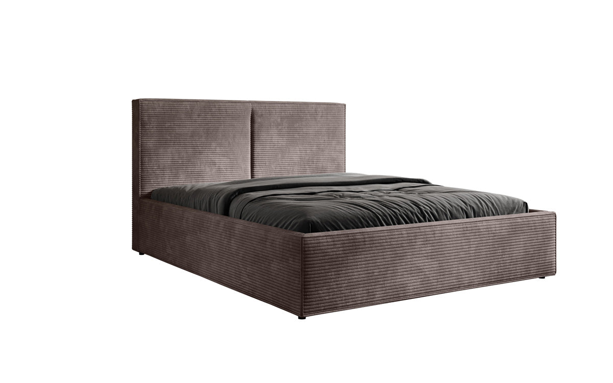 Designer upholstered bed Elara in corduroy with storage