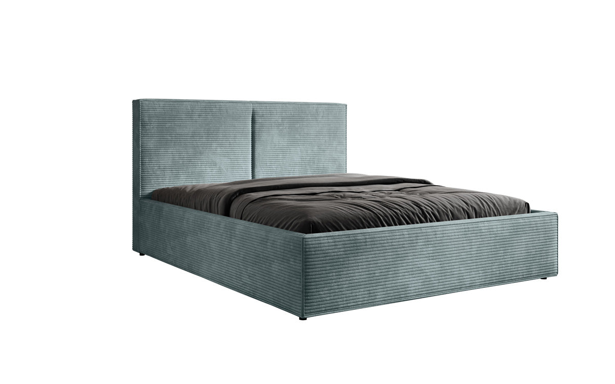 Designer upholstered bed Elara in corduroy with storage