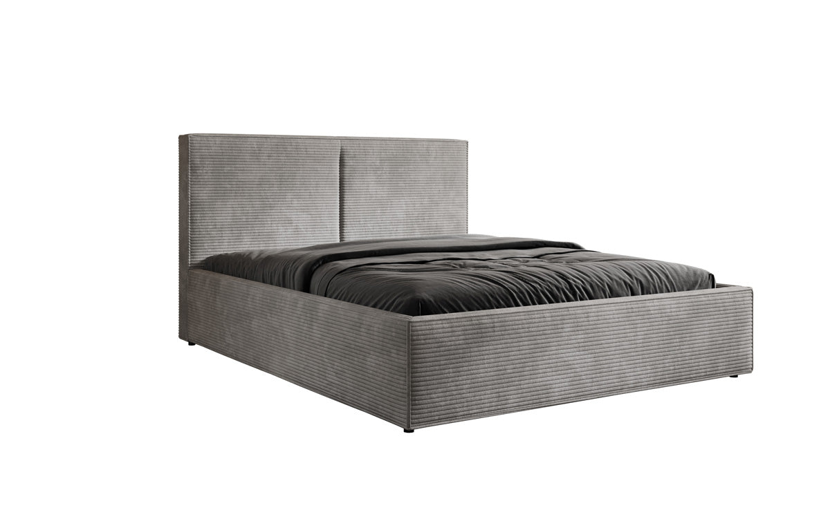 Designer upholstered bed Elara in corduroy with storage