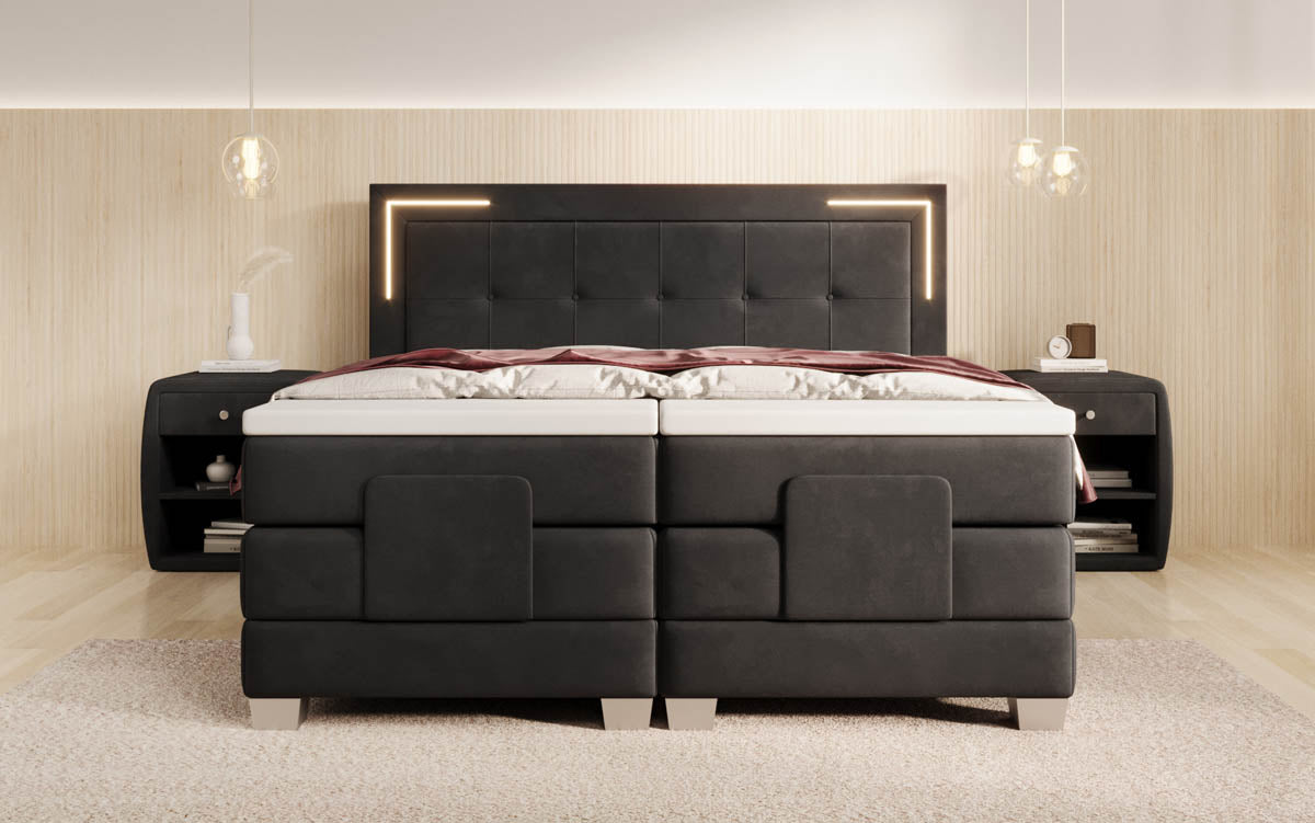 Noctis Velvet Electrically Adjustable Box Spring Bed with LED
