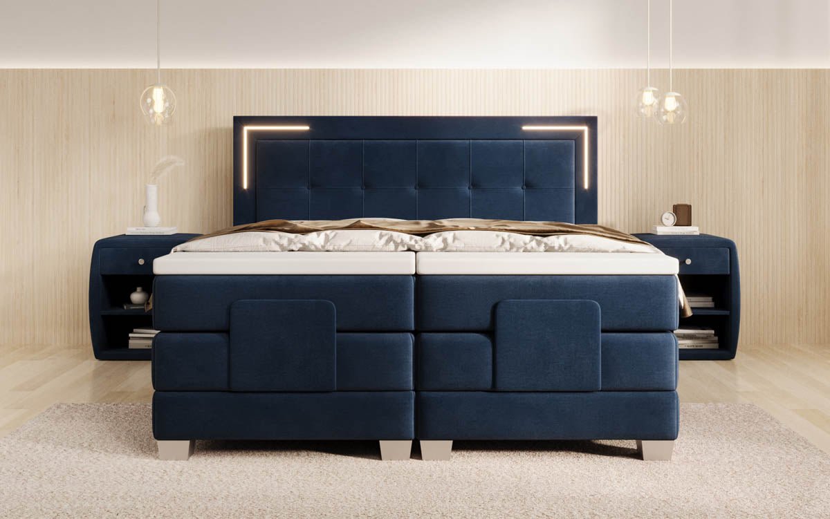 Noctis Velvet Electrically Adjustable Box Spring Bed with LED