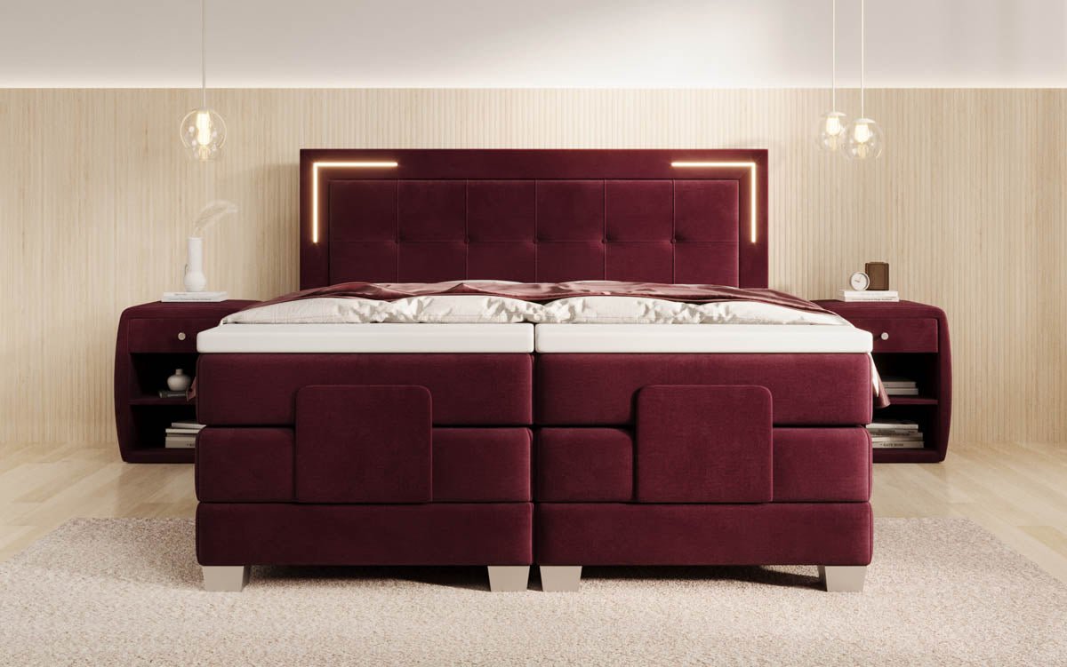 Noctis Velvet Electrically Adjustable Box Spring Bed with LED