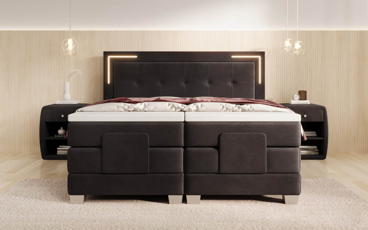 Noctis Velvet Electrically Adjustable Box Spring Bed with LED