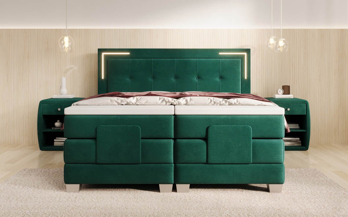 Noctis Velvet Electrically Adjustable Box Spring Bed with LED