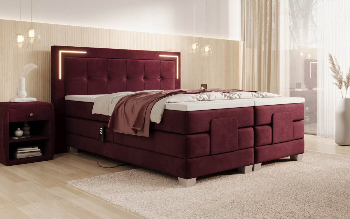 Noctis Velvet Electrically Adjustable Box Spring Bed with LED