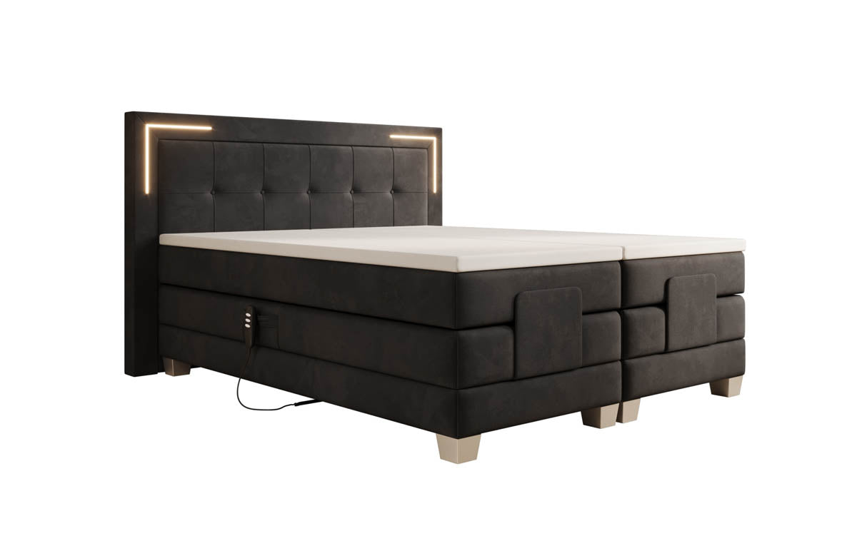 Noctis Velvet Electrically Adjustable Box Spring Bed with LED