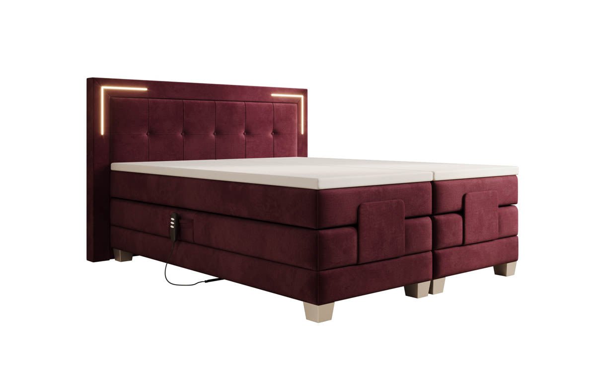 Noctis Velvet Electrically Adjustable Box Spring Bed with LED