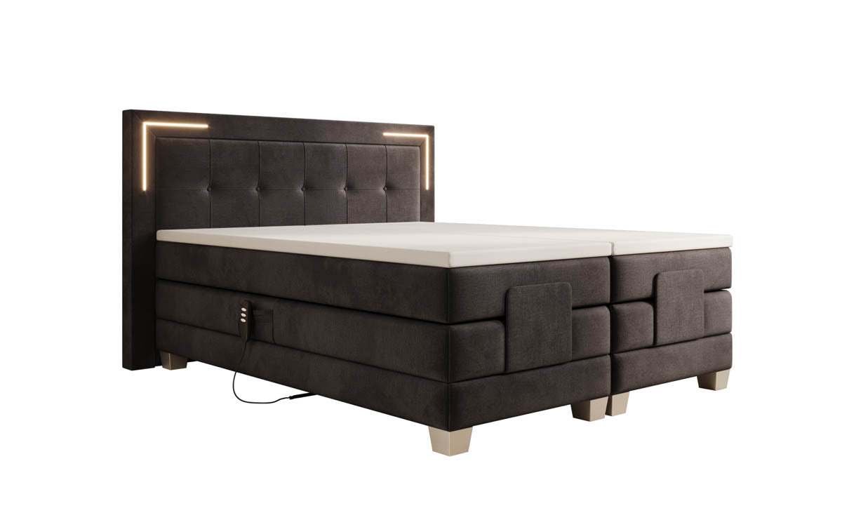 Noctis Velvet Electrically Adjustable Box Spring Bed with LED