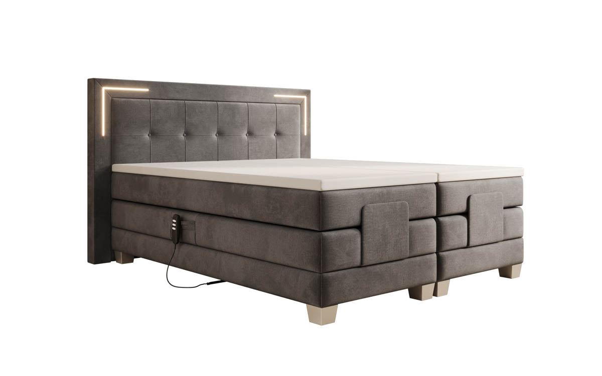 Noctis Velvet Electrically Adjustable Box Spring Bed with LED