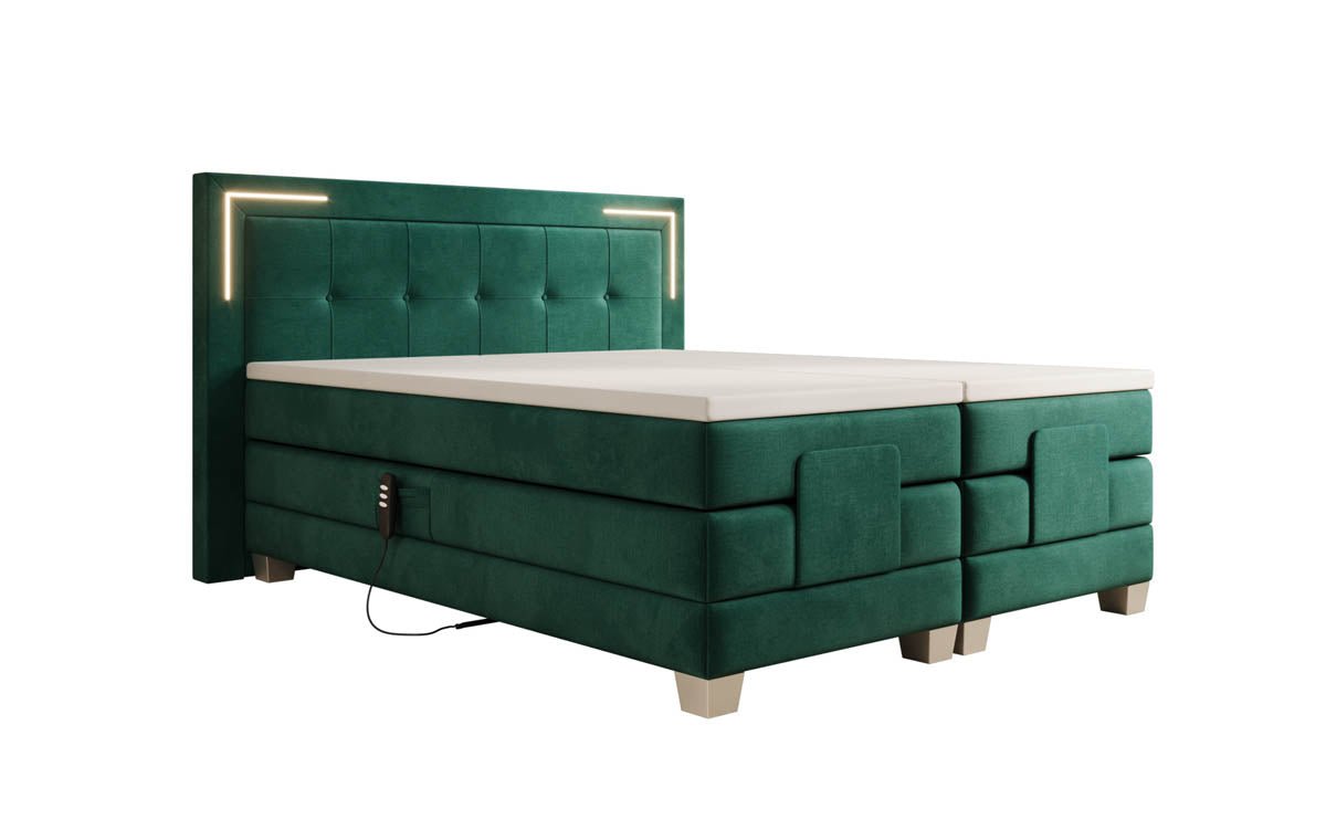 Noctis Velvet Electrically Adjustable Box Spring Bed with LED