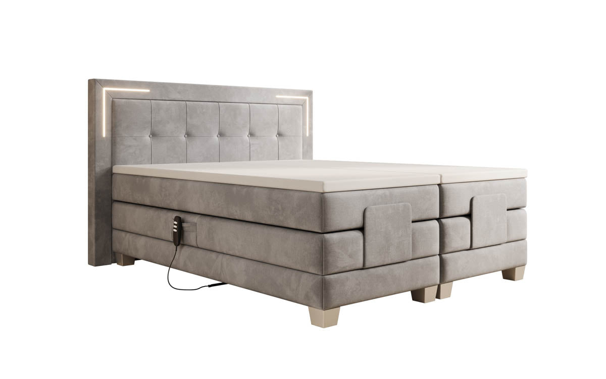 Noctis Velvet Electrically Adjustable Box Spring Bed with LED