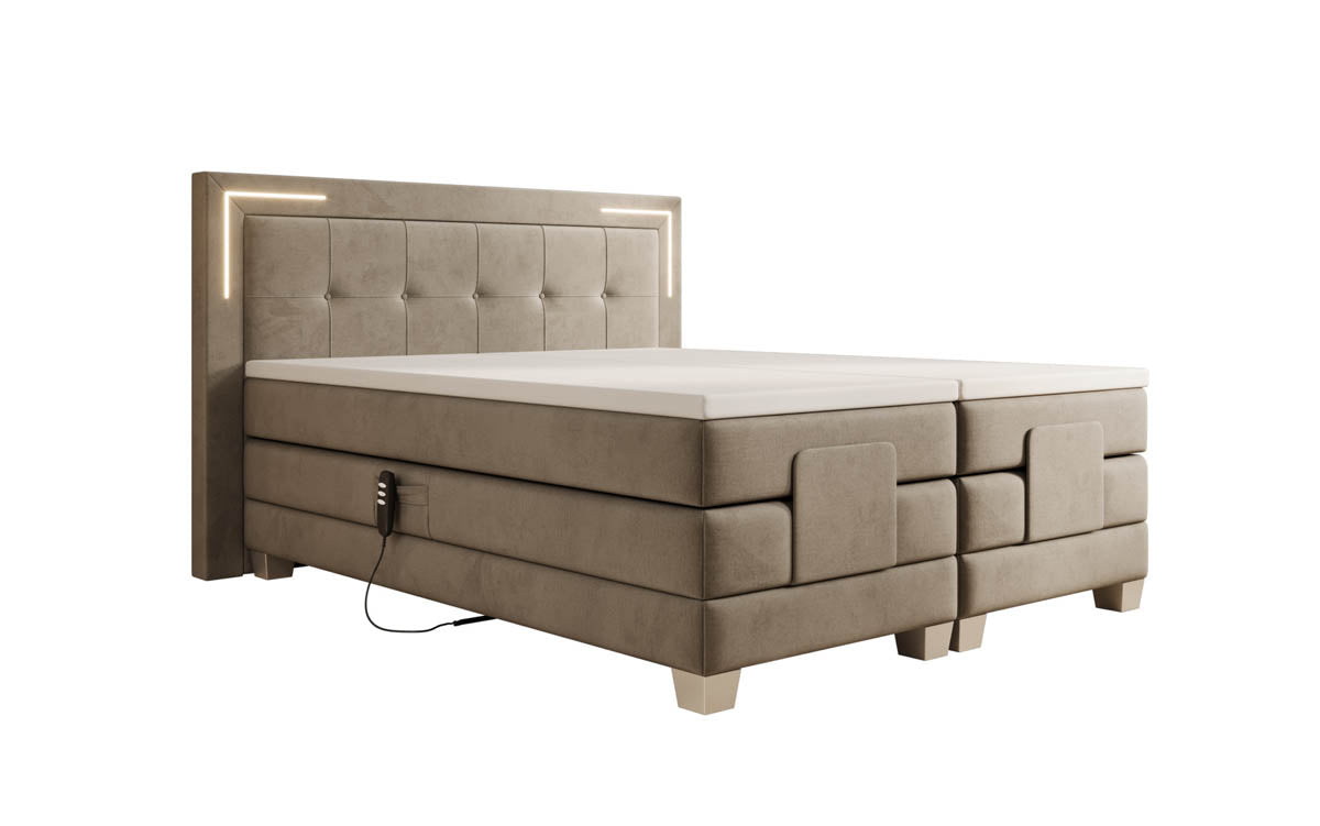 Noctis Velvet Electrically Adjustable Box Spring Bed with LED