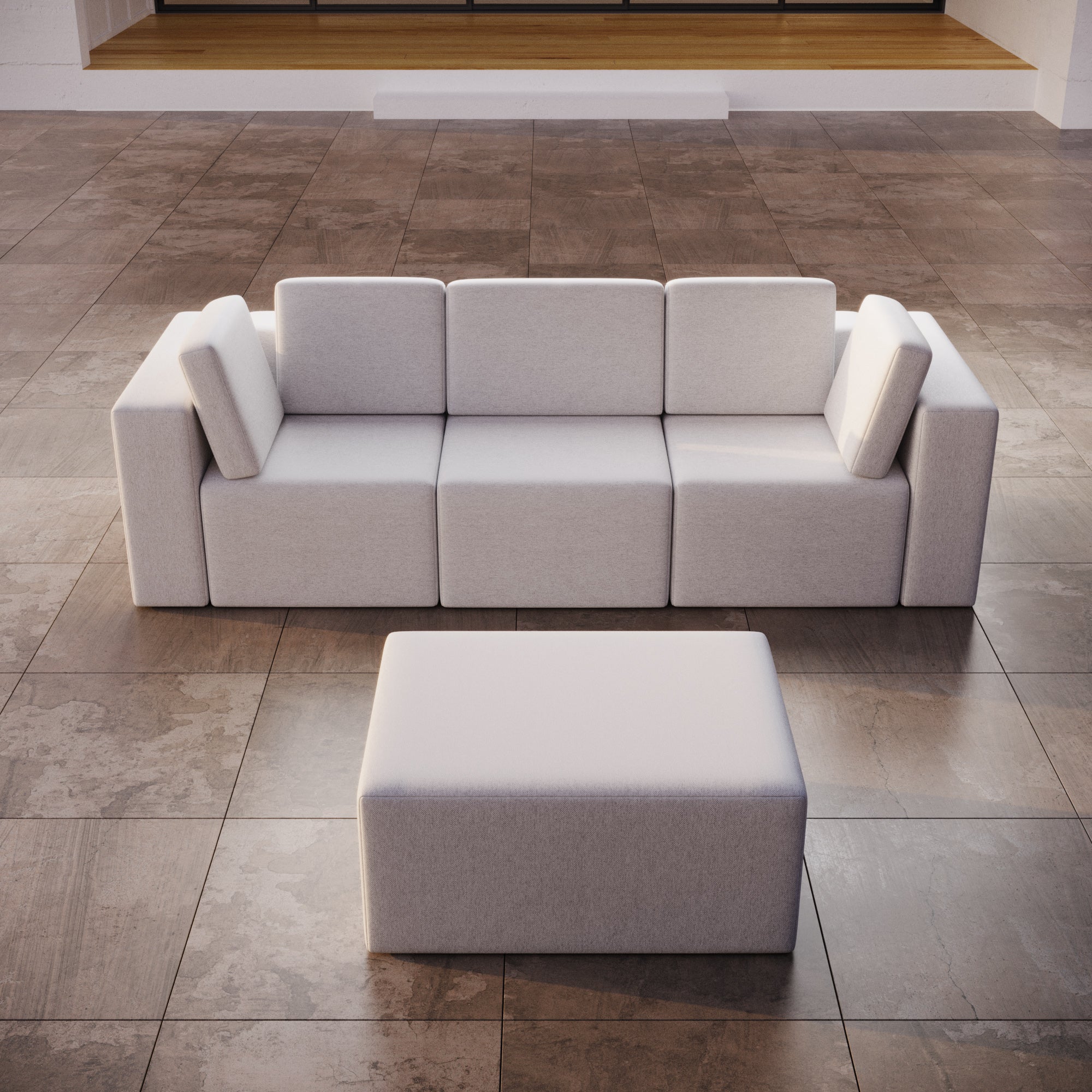 Modular 3-seater Eden garden sofa with side stool