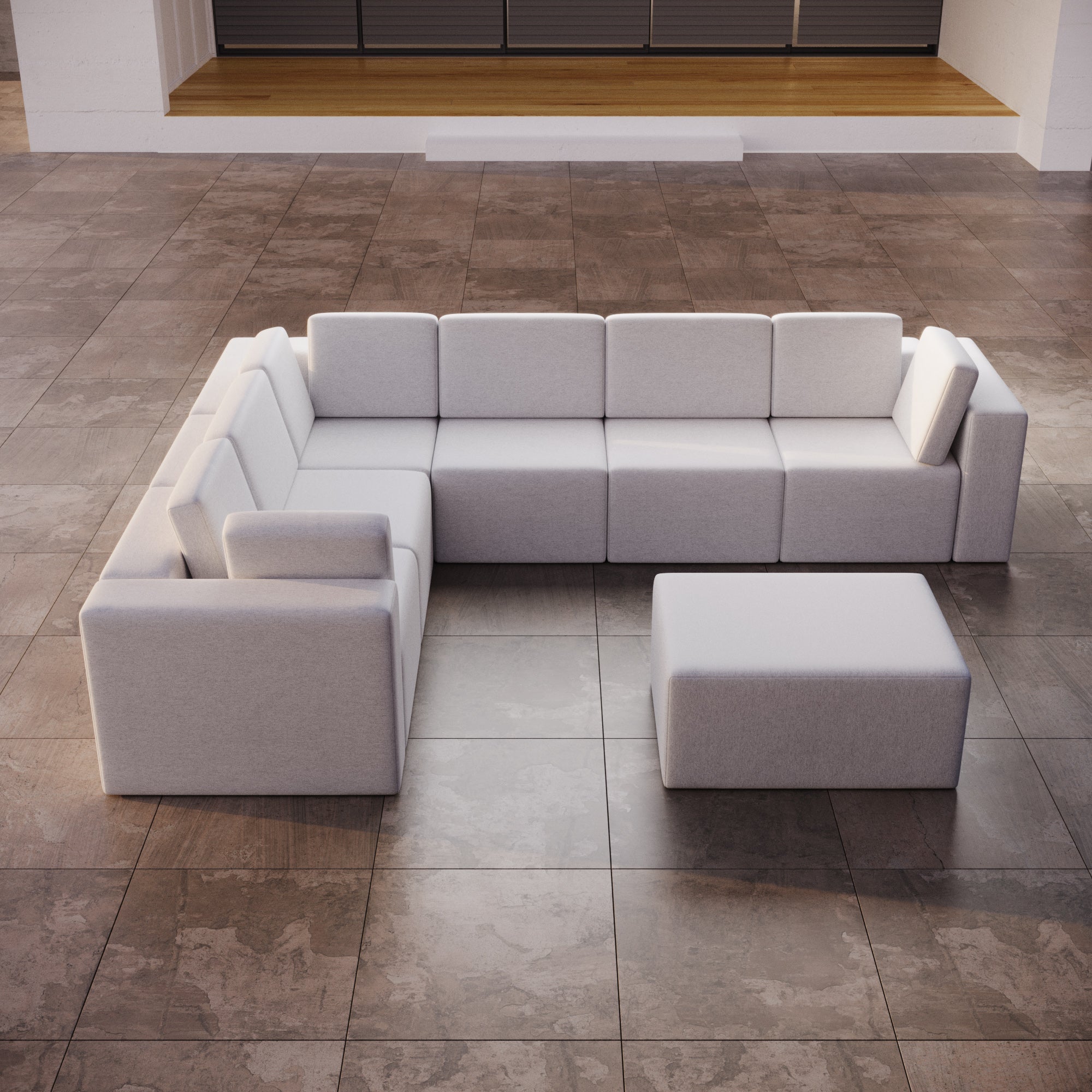 Modular Garden Sofa Eden L Maxi with Side Stool