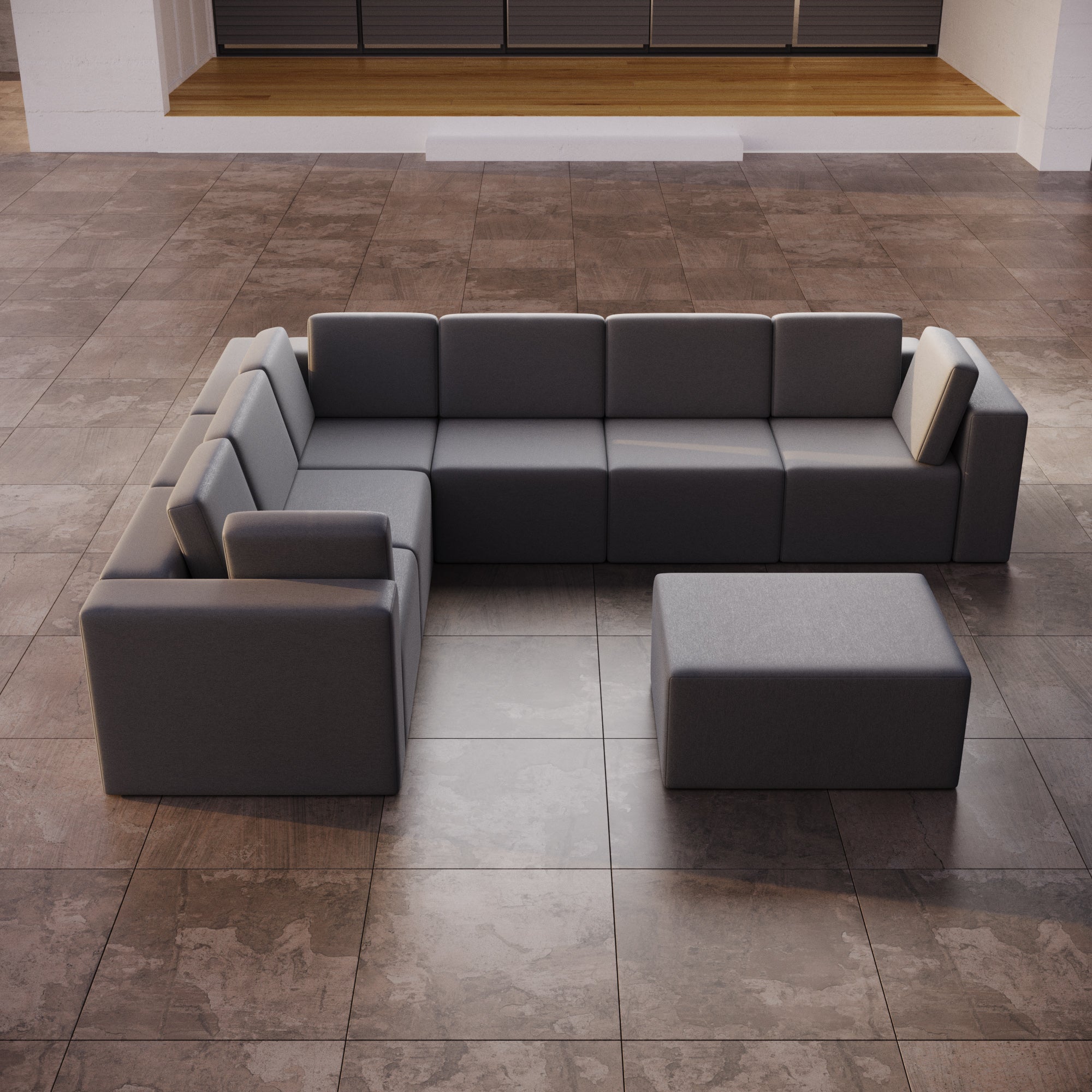 Modular Garden Sofa Eden L Maxi with Side Stool