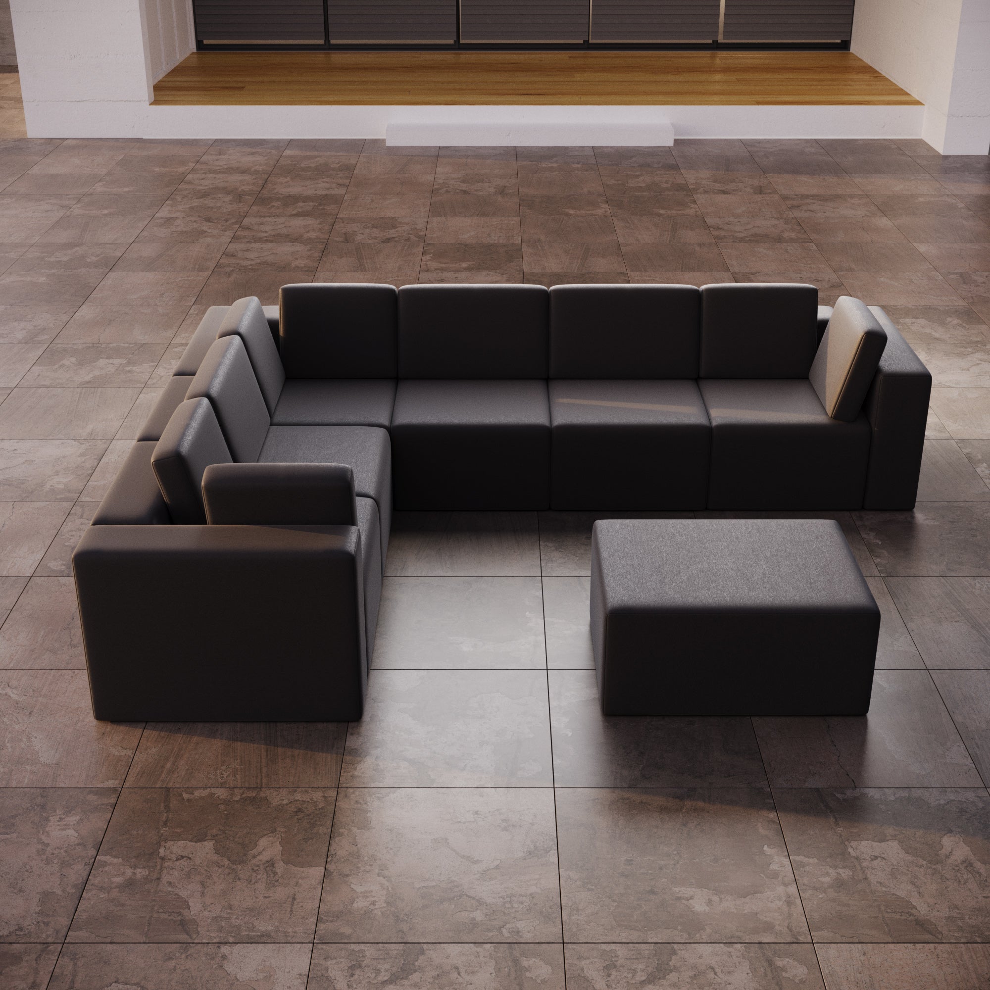 Modular Garden Sofa Eden L Maxi with Side Stool