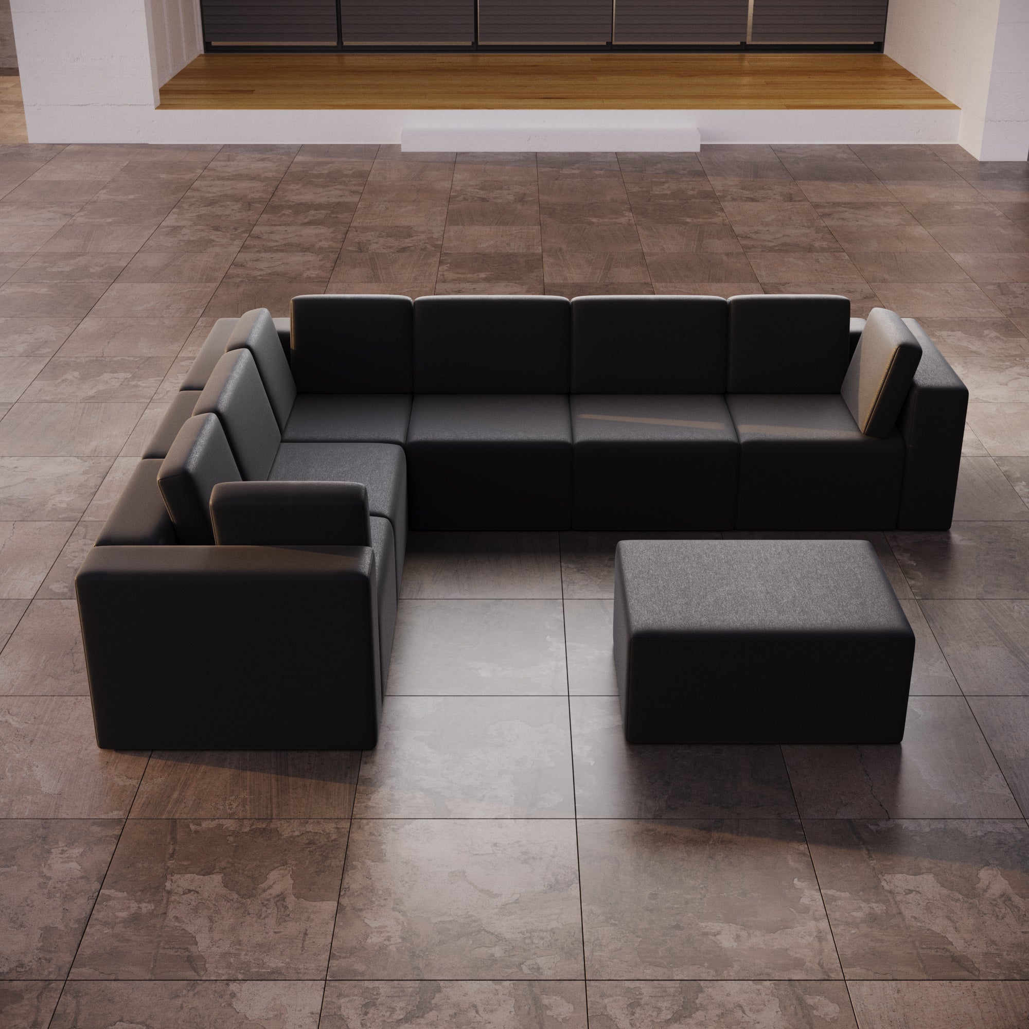 Modular Garden Sofa Eden L Maxi with Side Stool